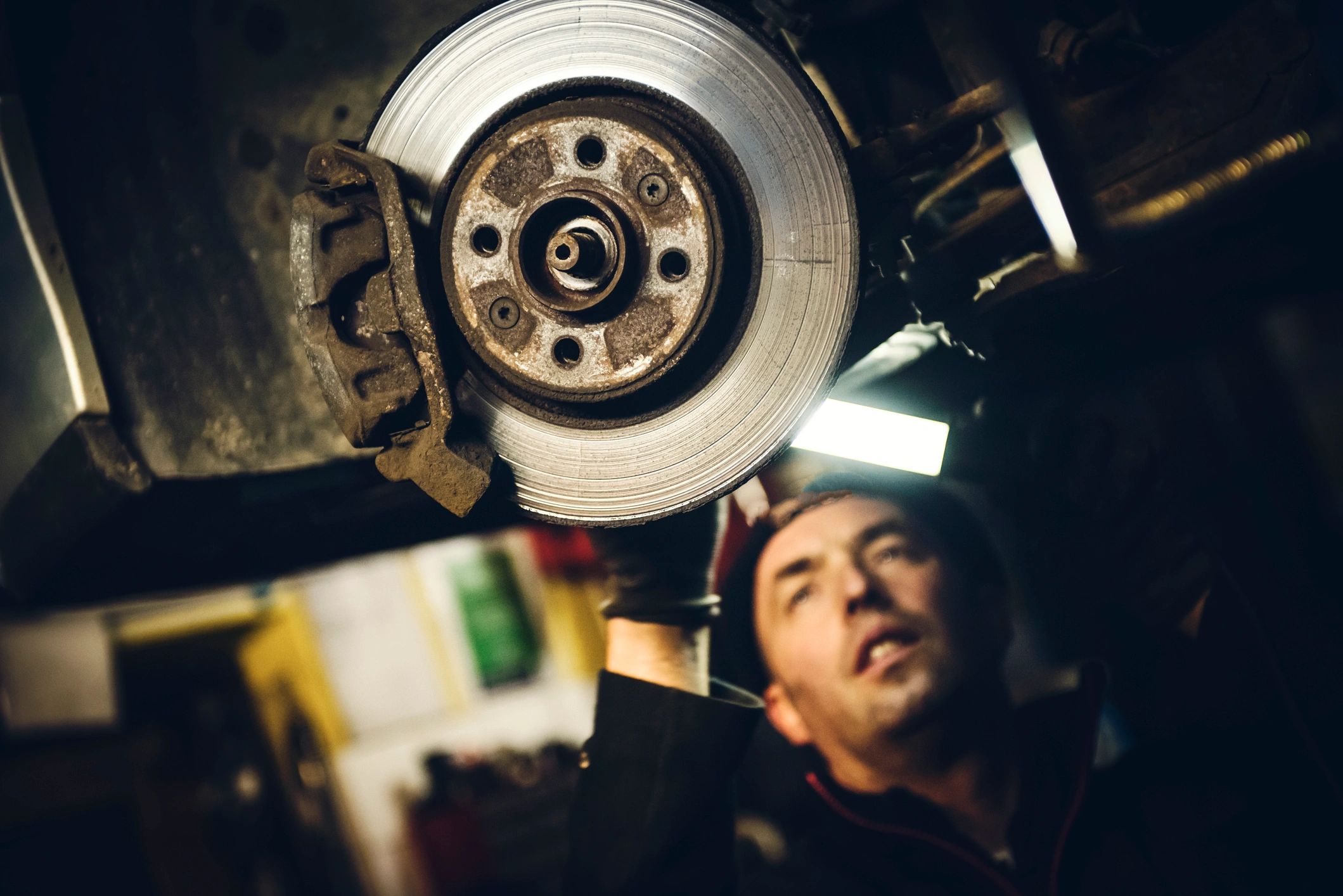 Auto mechanic in a repair shop
